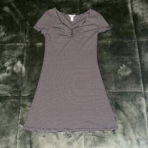 Arizona Jean Co Mini Dress Women's Juniors Small White Black Striped Stretch